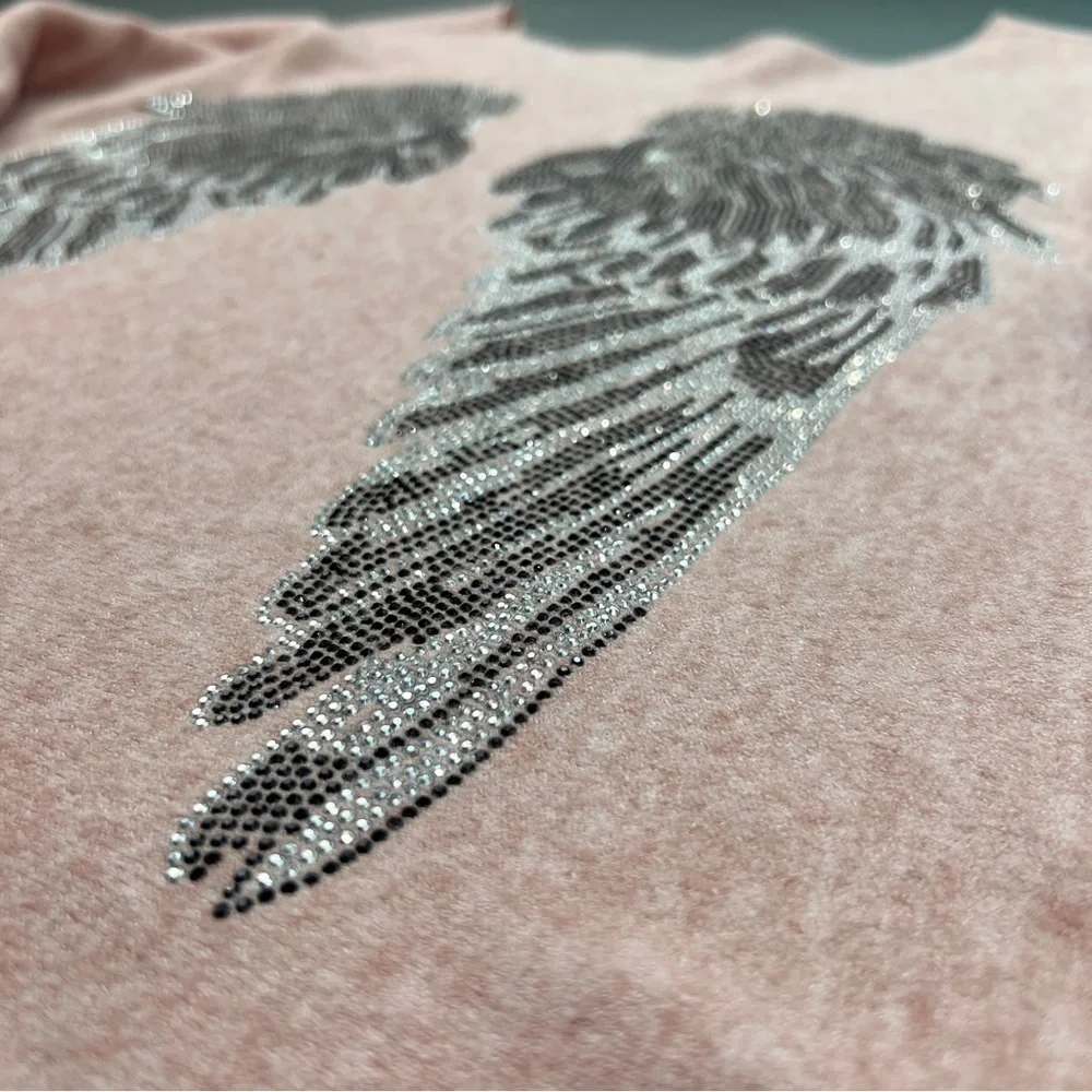 ITALIAN DESIGNER RHINESTONE ANGEL WINGS SWEATER